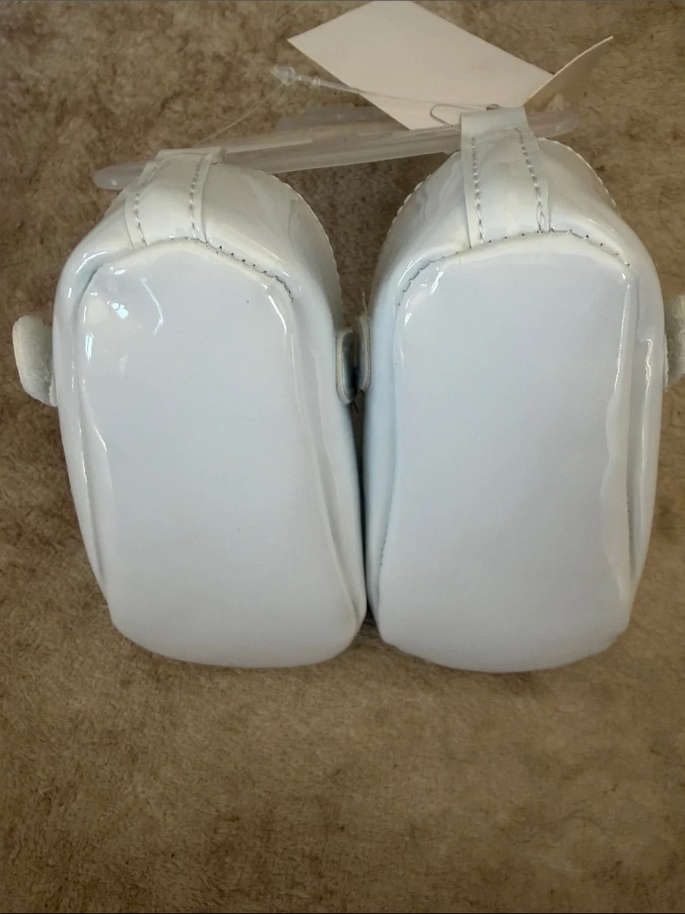 Laura Ashley White Patent Girls' Bow Mary Janes with Rhinestone Accent